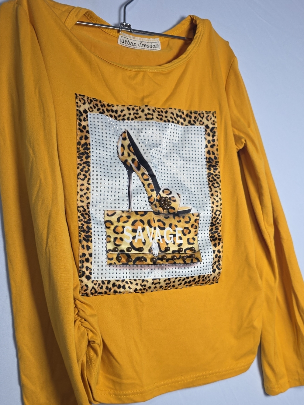 Girls' Mustard Yellow Graphic Long-Sleeve Top
